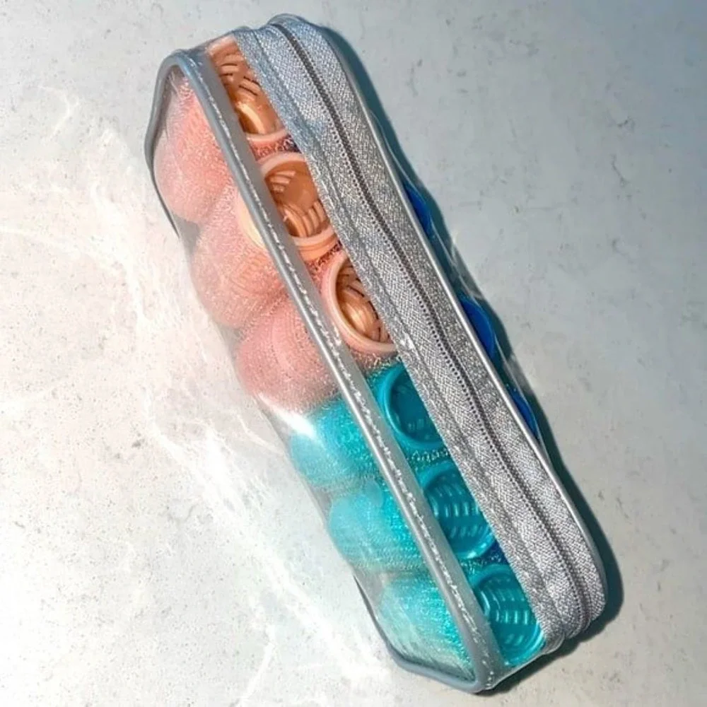Blue and Pink Hair Rollers Set: 11 total, 3 different sizes